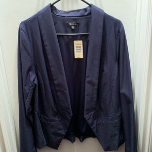 Torrid Cut Away Blazer Size: 0 Navy Blue